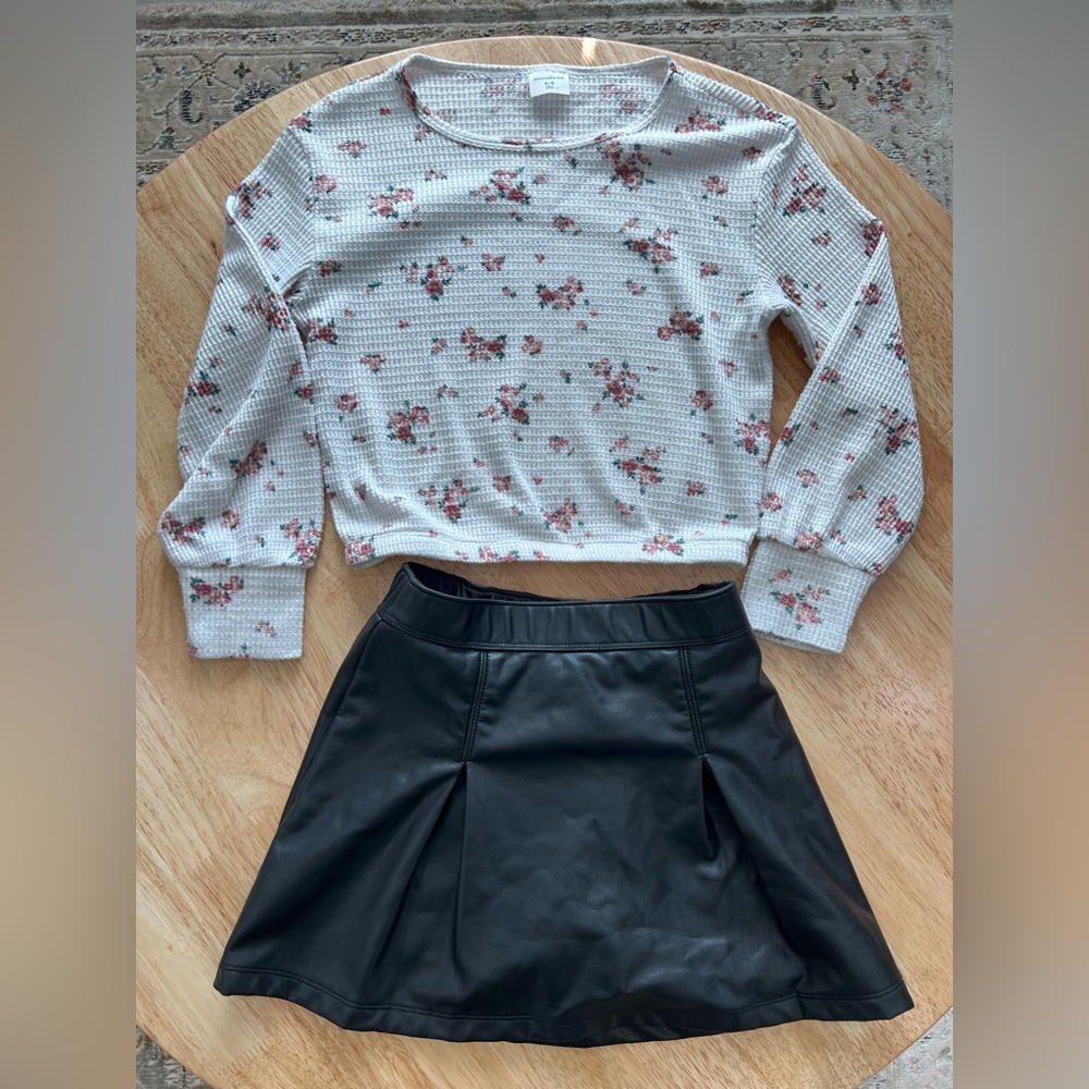 Abercrombie Kids Black Faux Leather Skirt